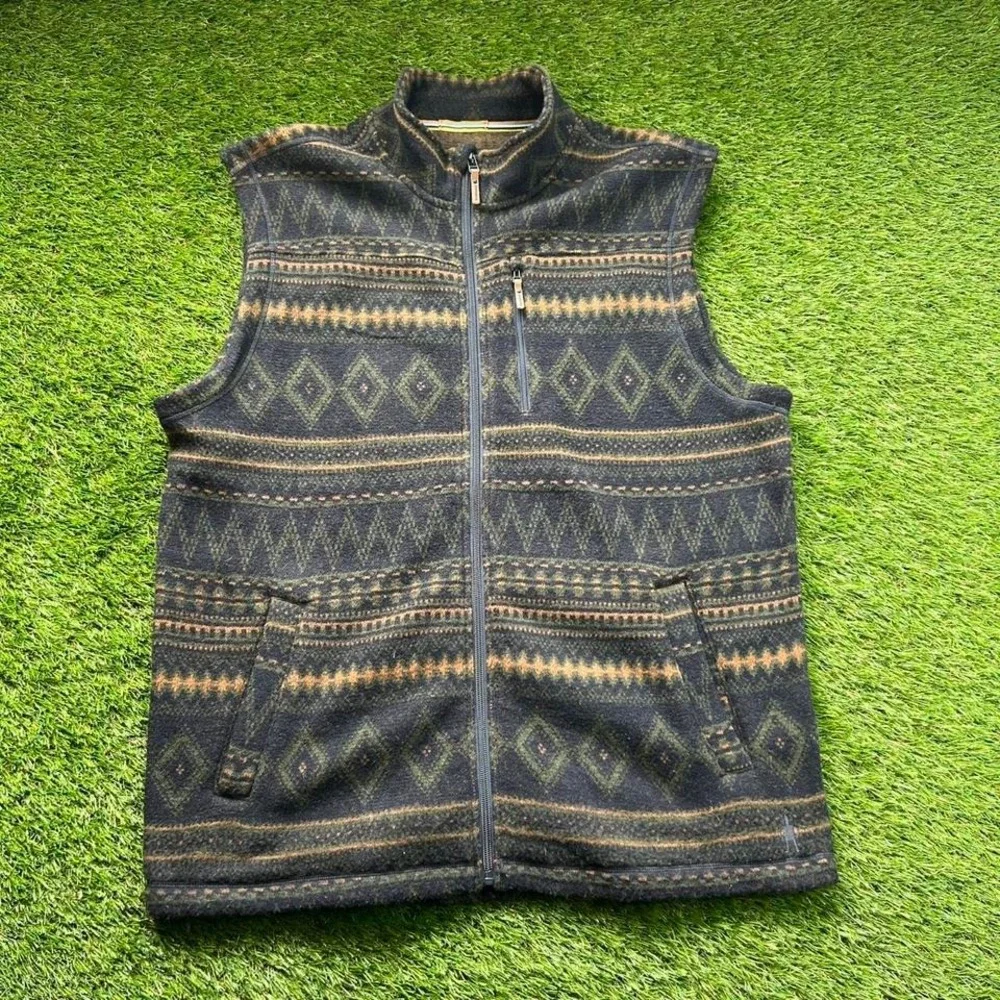 Smartwool Vest Mens XL Wool Blend Knit Full Zip Geometric Hiking Outdoor Pattern - Picture 2 of 7